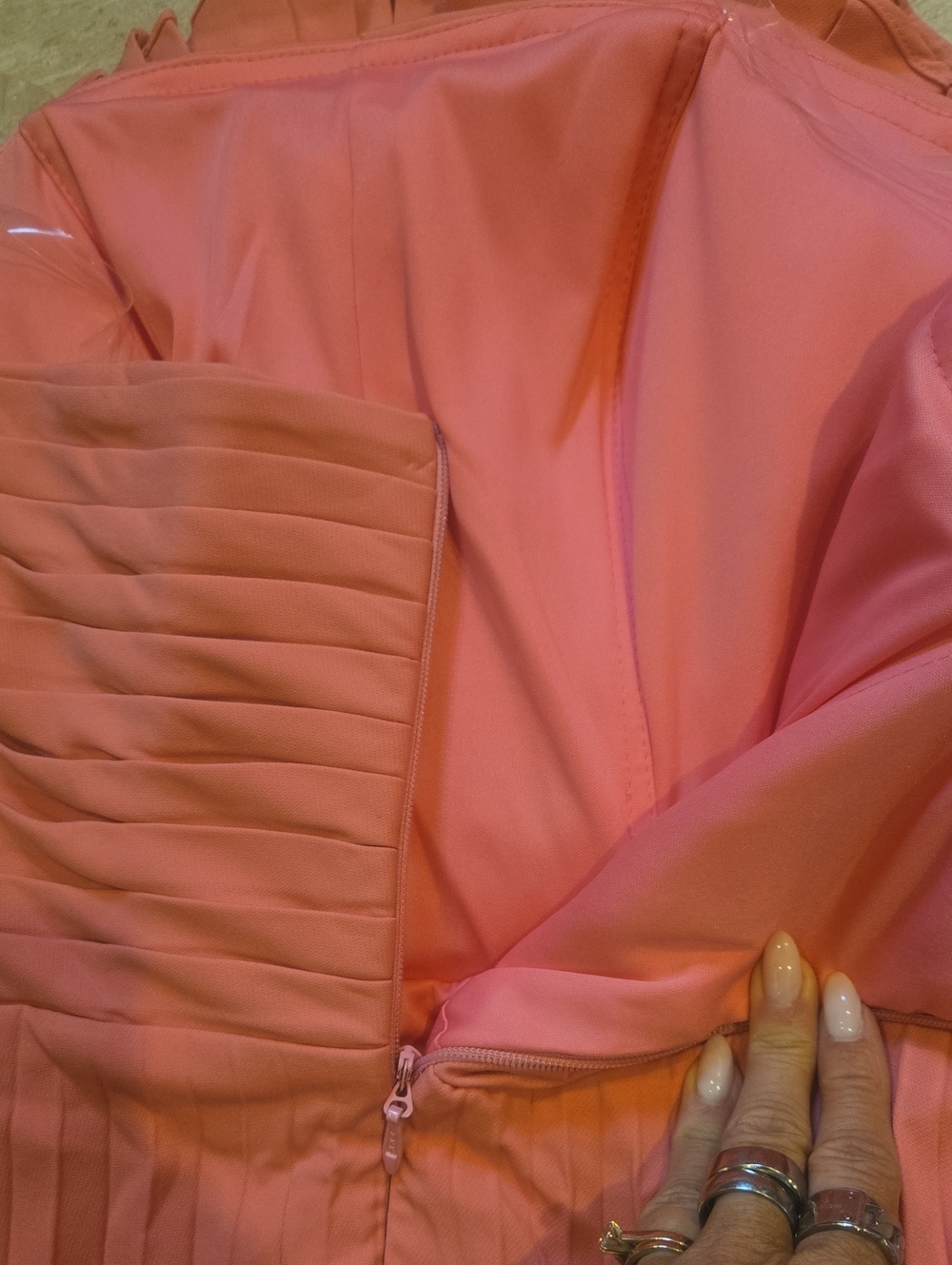 Sleeveless Pink Chiffon Pleated Maxi Mermaid Dress - Picture 5 of 6